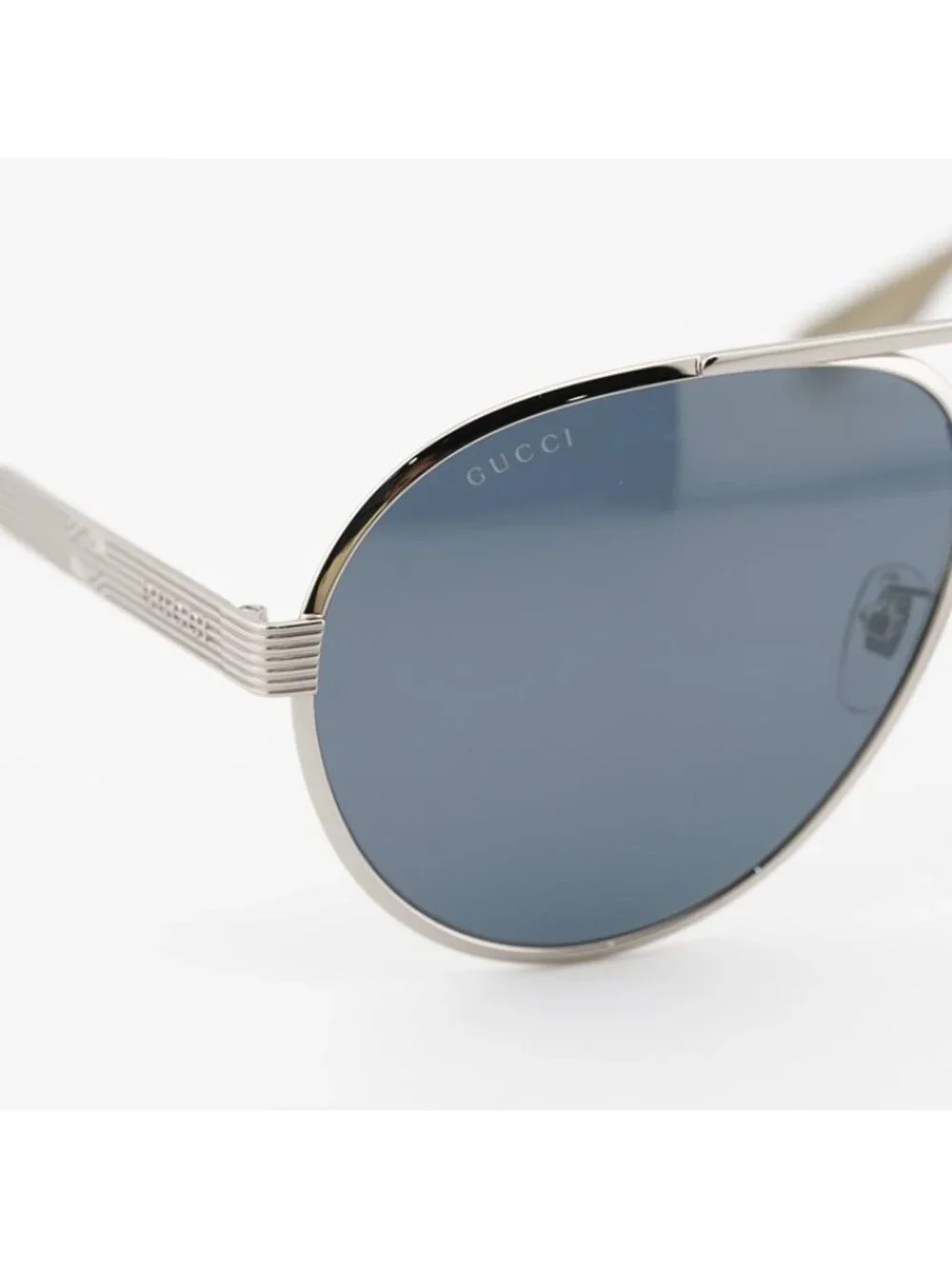Gucci GG1513S 003 Sunglasses Silver Aviator Frame, Smoke Lenses